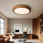 Simple LED Walnut Flush Mount Ceiling Light for Bedroom