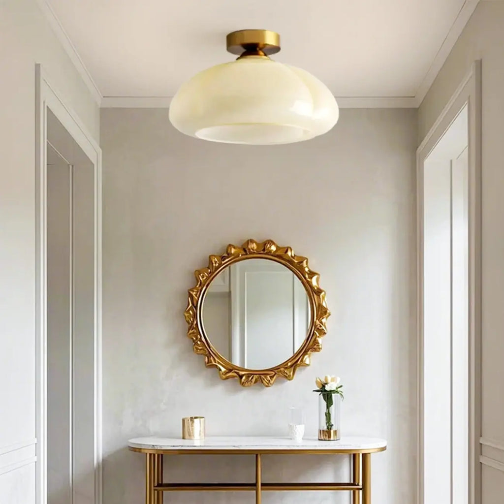 Dome-Shaped Glass LED Semi Flush Ceiling Light for Living Room