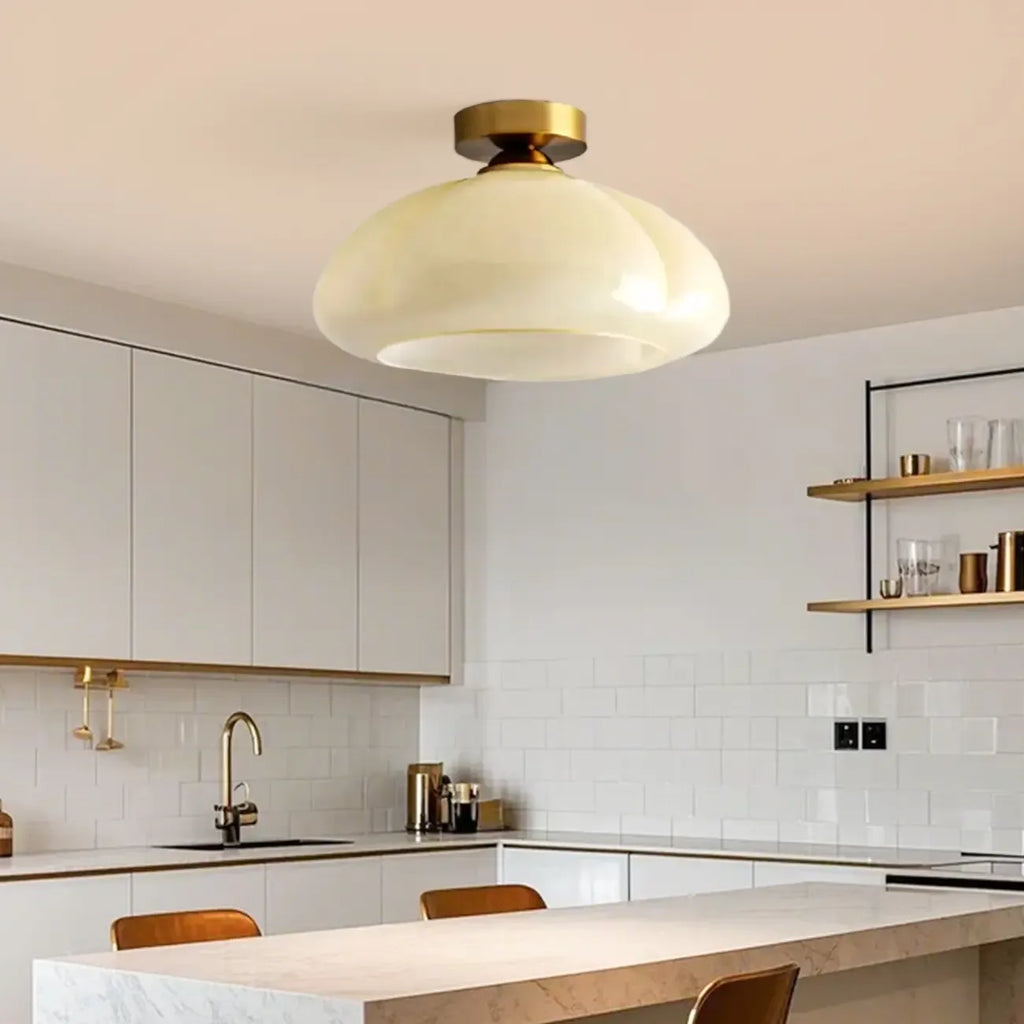 Dome-Shaped Glass LED Semi Flush Ceiling Light for Living Room