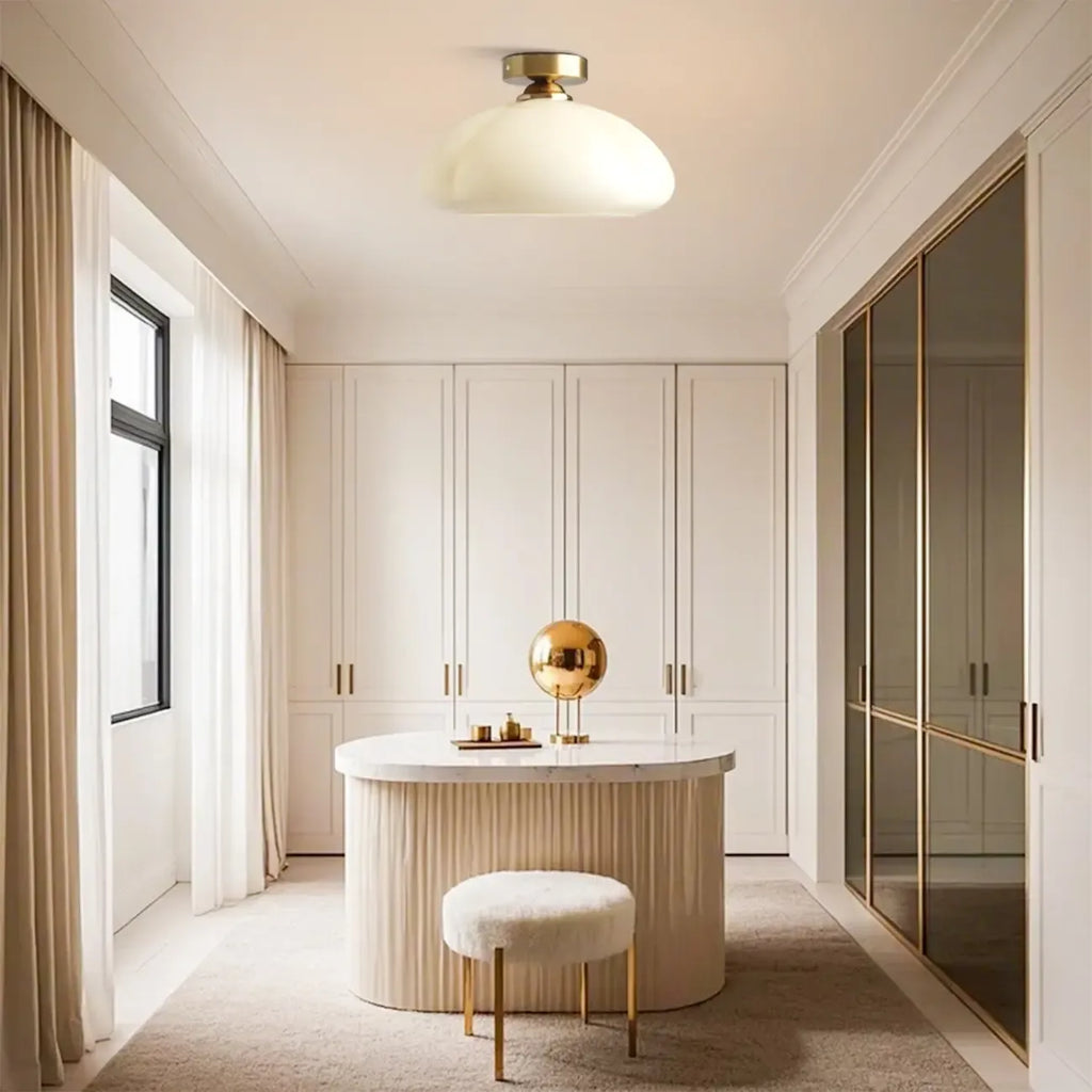 Dome-Shaped Glass LED Semi Flush Ceiling Light for Living Room