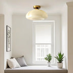 Dome-Shaped Glass LED Semi Flush Ceiling Light for Living Room