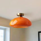 Dome-Shaped Glass LED Semi Flush Ceiling Light for Living Room
