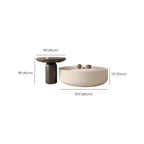 Modern White Stone Round Coffee Table with Storage
