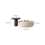 Modern White Stone Round Coffee Table with Storage