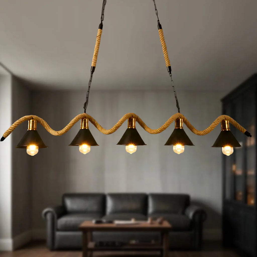 Industrial Metal Hemp Rope Pendant Light