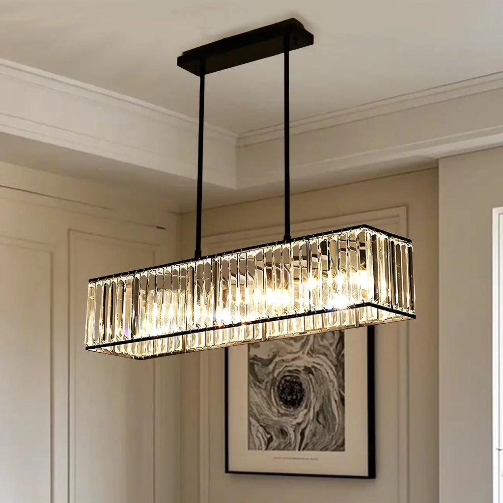 Modern Crystal Rectangular Island Pendant Light for Kitchen