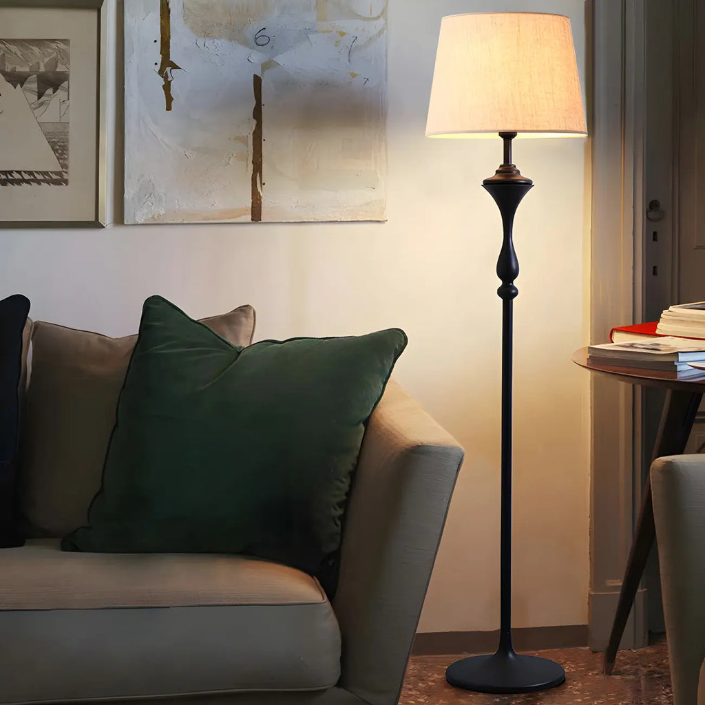 Traditional Black Floor Lamp with Tray Top for Living Room