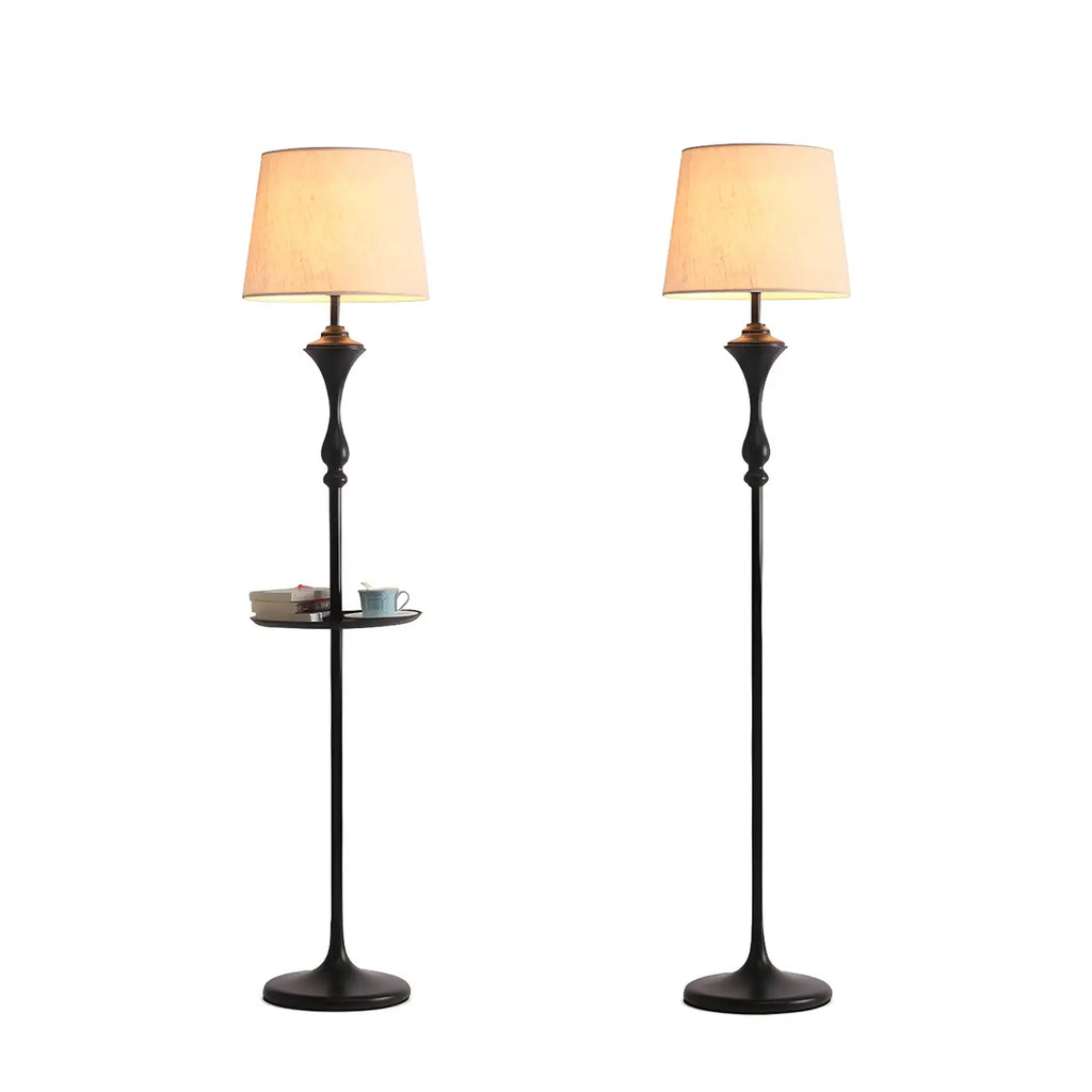 Traditional Black Floor Lamp with Tray Top for Living Room