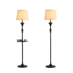 Traditional Black Floor Lamp with Tray Top for Living Room