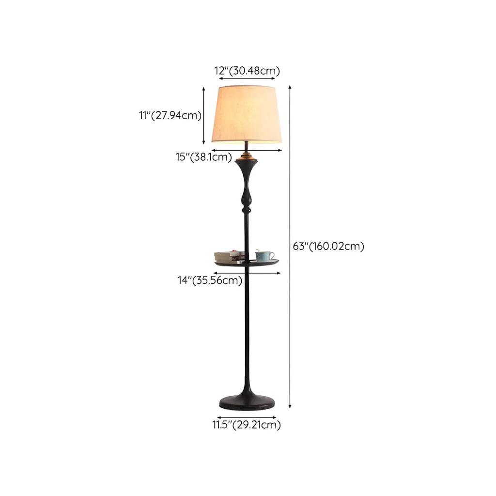 Traditional Black Floor Lamp with Tray Top for Living Room