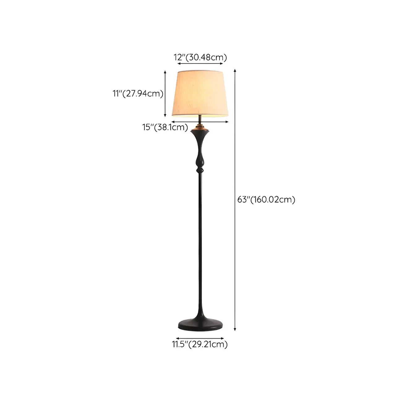 Traditional Black Floor Lamp with Tray Top for Living Room