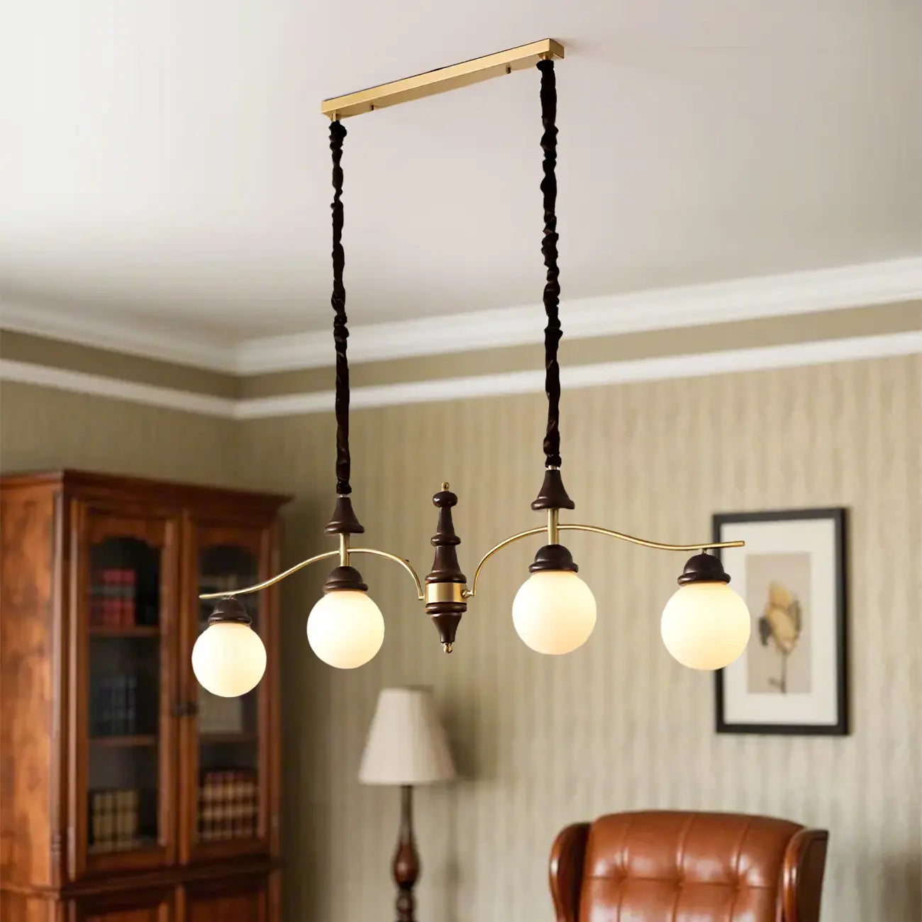 Kitchen Modern Brown Glass Globe Island Pendant Light