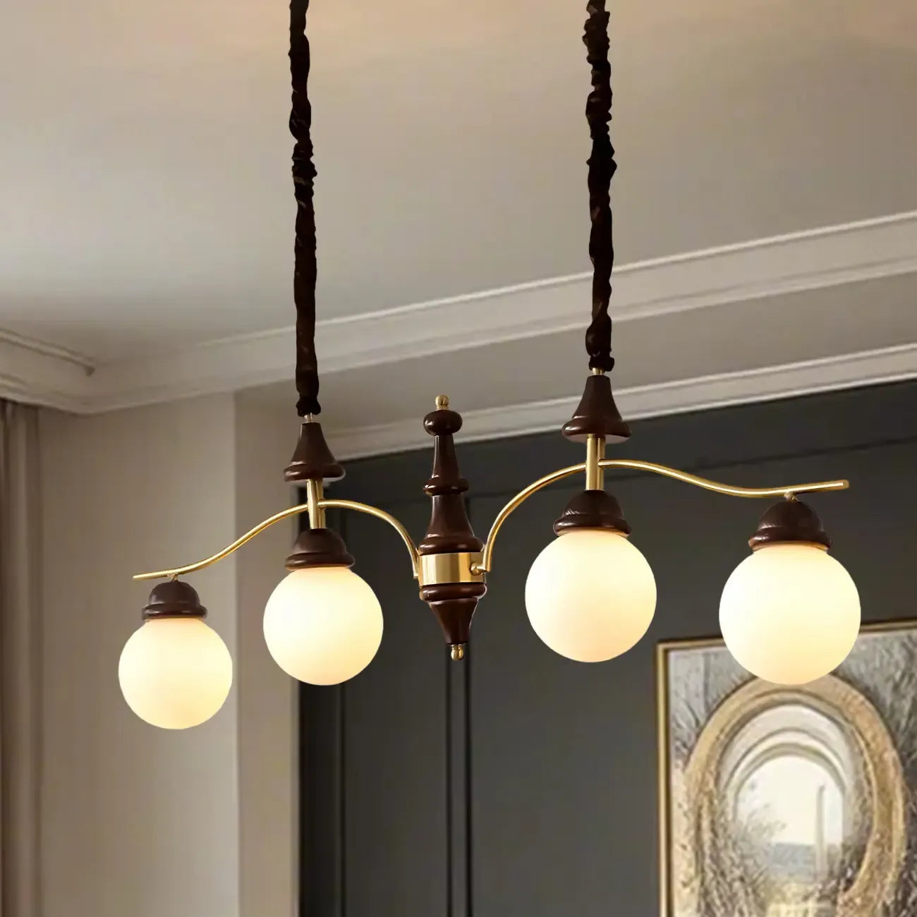 Kitchen Modern Brown Glass Globe Island Pendant Light