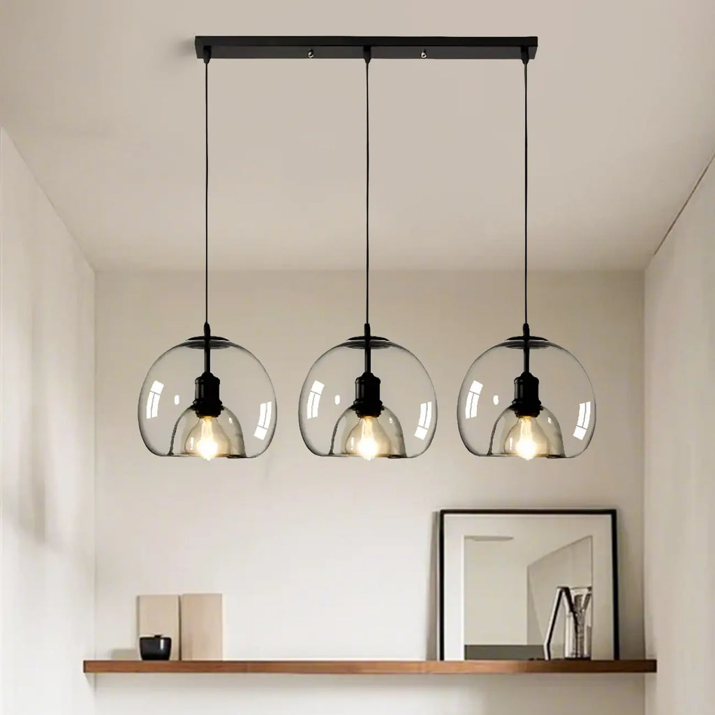 Modern Glass Sphere 3-Light Pendant for Kitchen Island