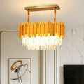 3 Tiers Orange Crystal LED Island Pendant Light for Kitchen