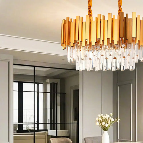 3 Tiers Orange Crystal LED Island Pendant Light for Kitchen