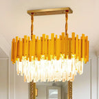 3 Tiers Orange Crystal LED Island Pendant Light for Kitchen