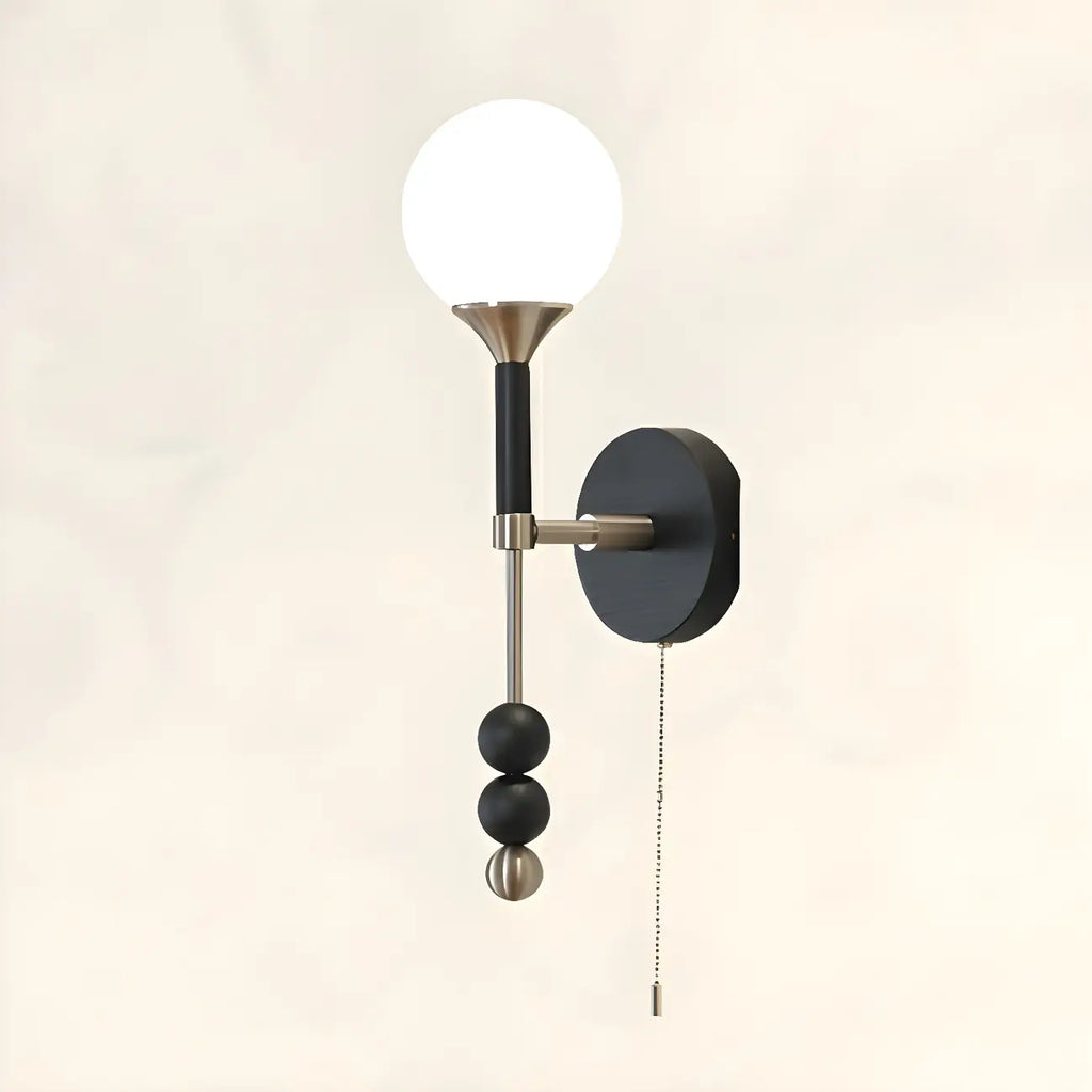 Modern Black Globe Vanity Light with White Glass Shade