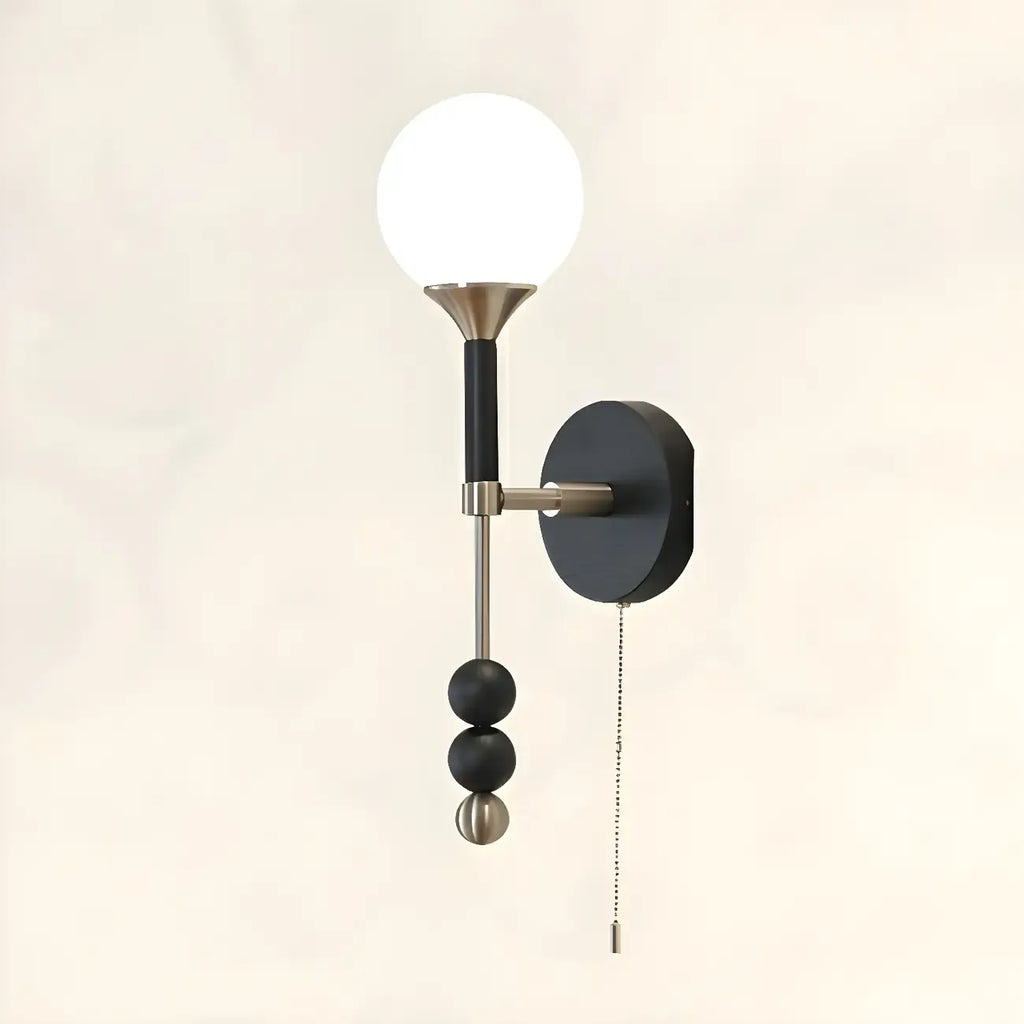 Modern Black Globe Vanity Light with White Glass Shade