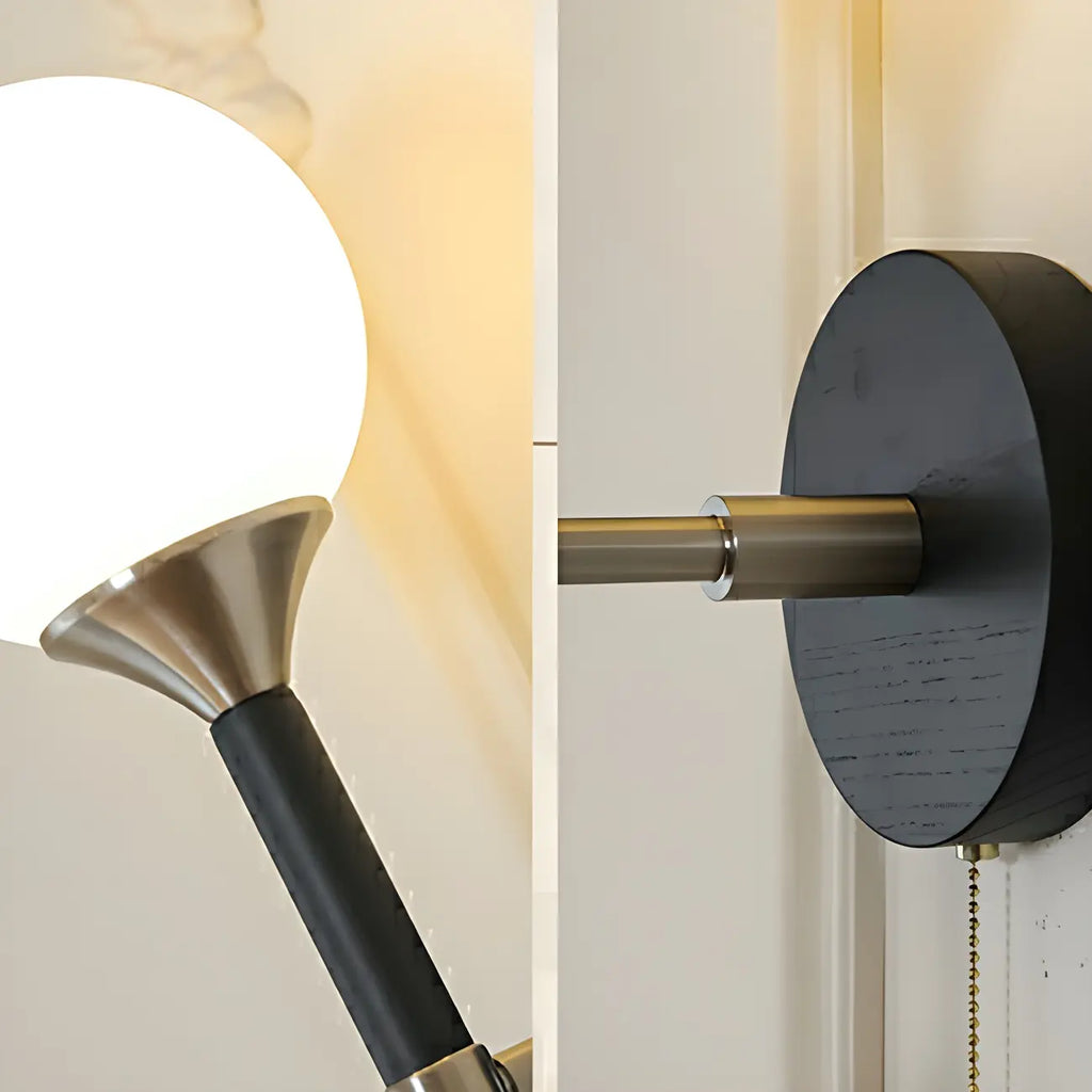 Modern Black Globe Vanity Light with White Glass Shade