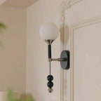 Modern Black Globe Vanity Light with White Glass Shade