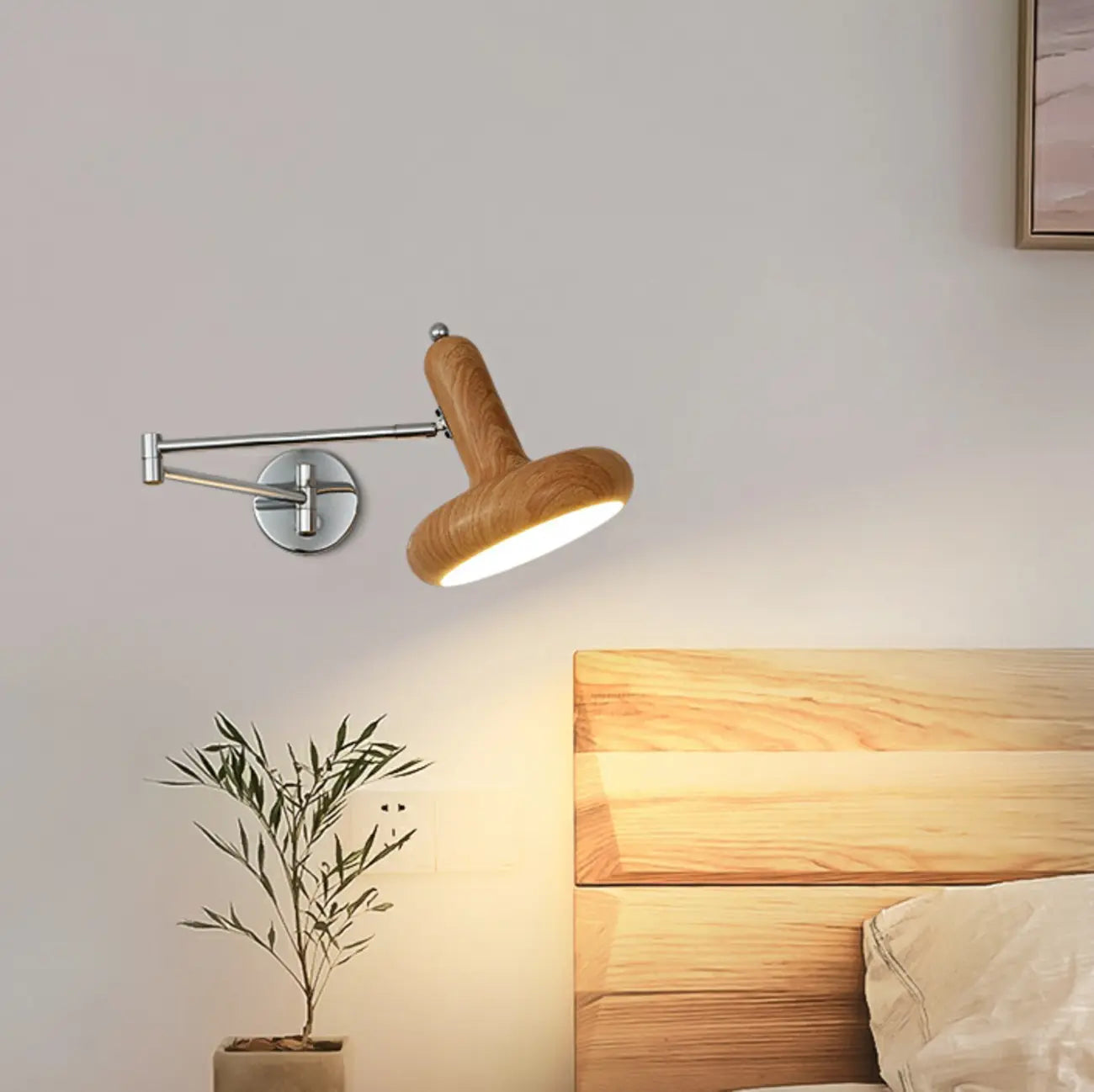 Simple Silver Metal Swing Arm Wall Light