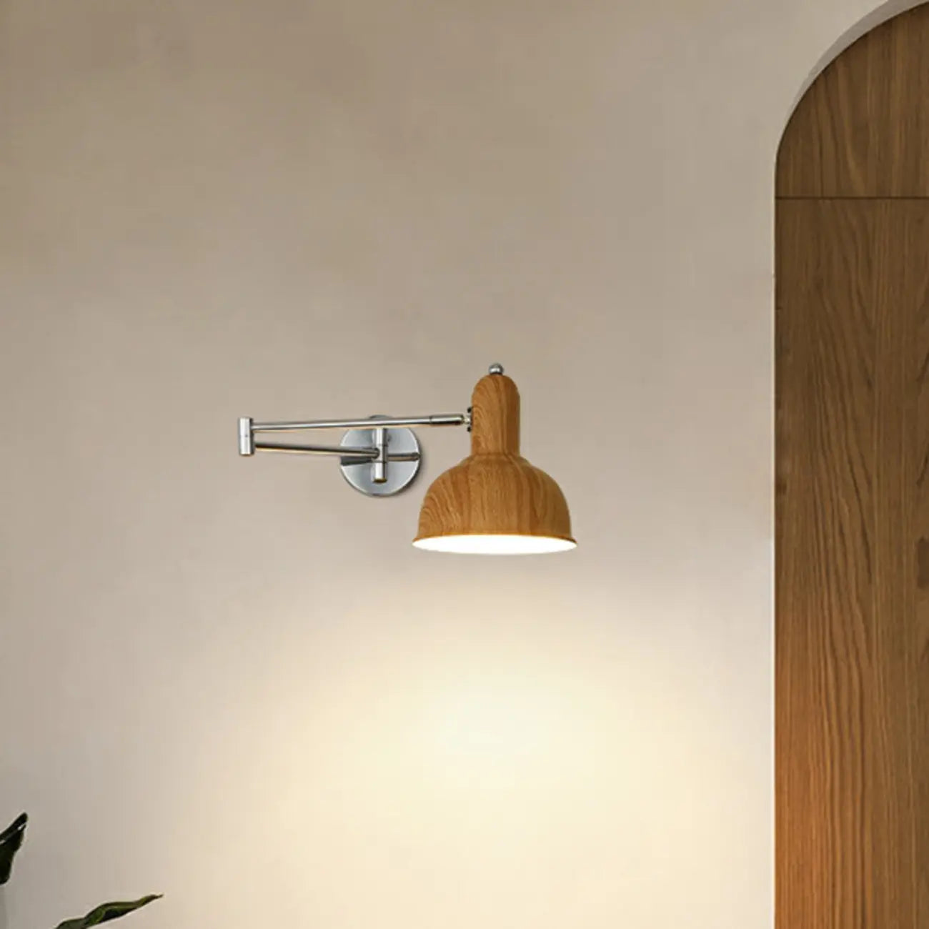 Simple Silver Metal Swing Arm Wall Light