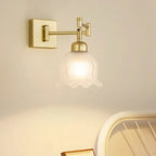 Gold Metal Floral Glass Shade Swing Arm Wall Light