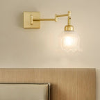 Gold Metal Floral Glass Shade Swing Arm Wall Light