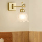 Gold Metal Floral Glass Shade Swing Arm Wall Light