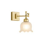 Gold Metal Floral Glass Shade Swing Arm Wall Light