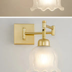 Gold Metal Floral Glass Shade Swing Arm Wall Light