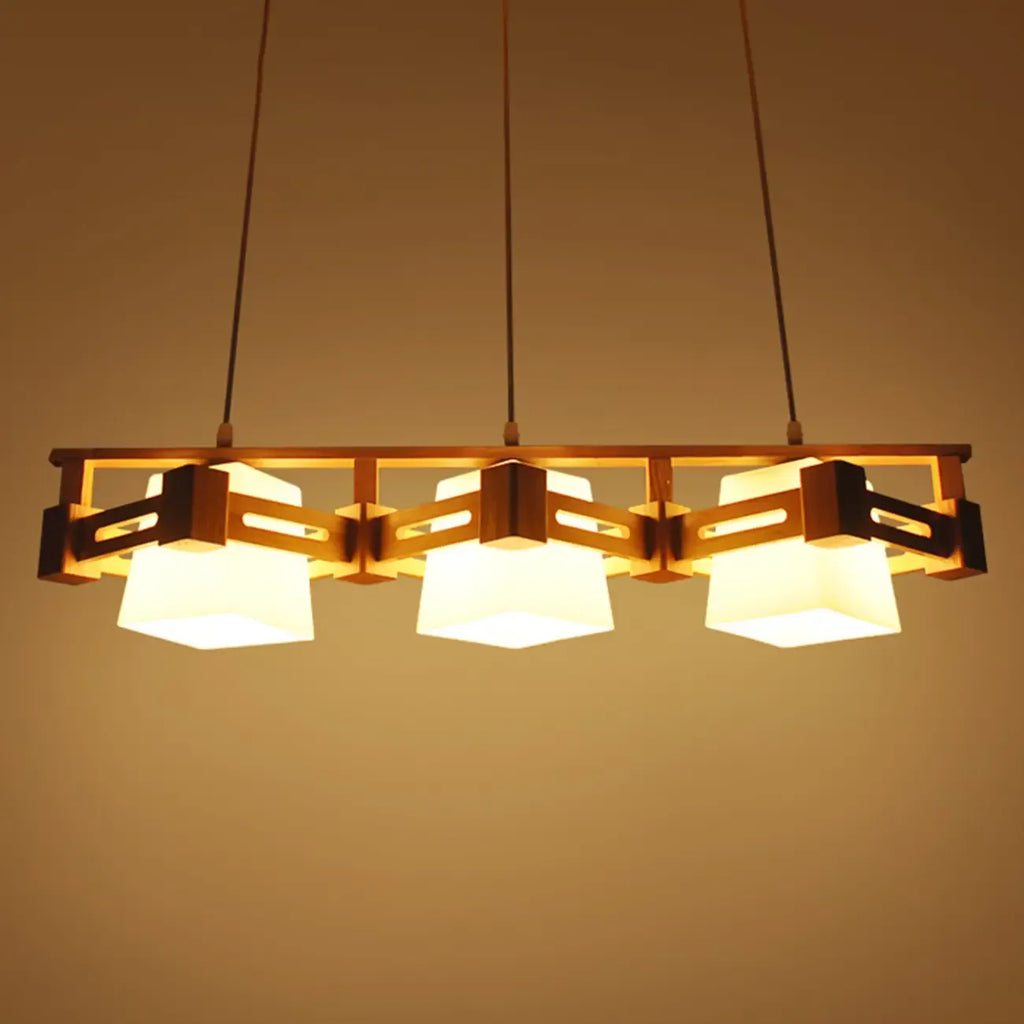 Adjustable Large Wood LED Island Pendant Light for Kitchen