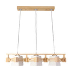 Adjustable Large Wood LED Island Pendant Light for Kitchen