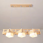 Adjustable Large Wood LED Island Pendant Light for Kitchen