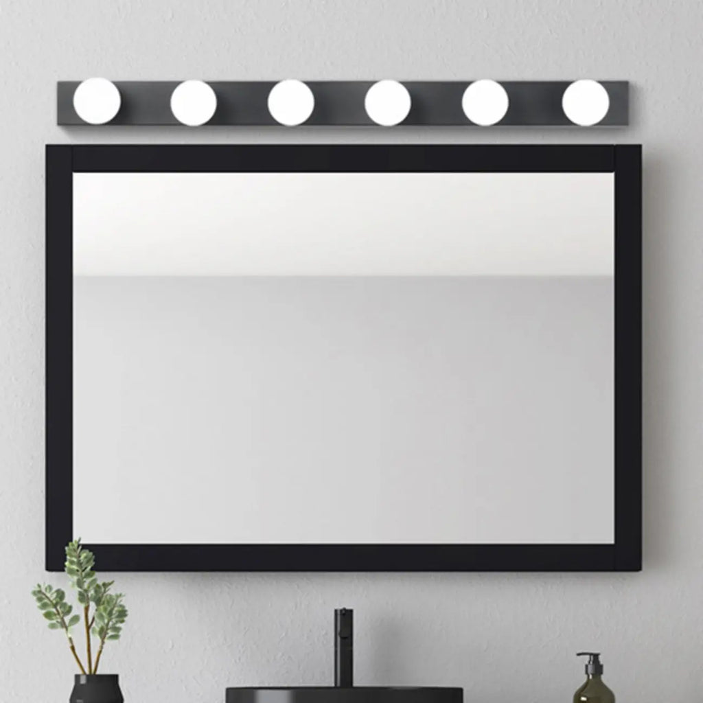 Modern Metal Straight Globe Vanity Light in Black for Bathroom
