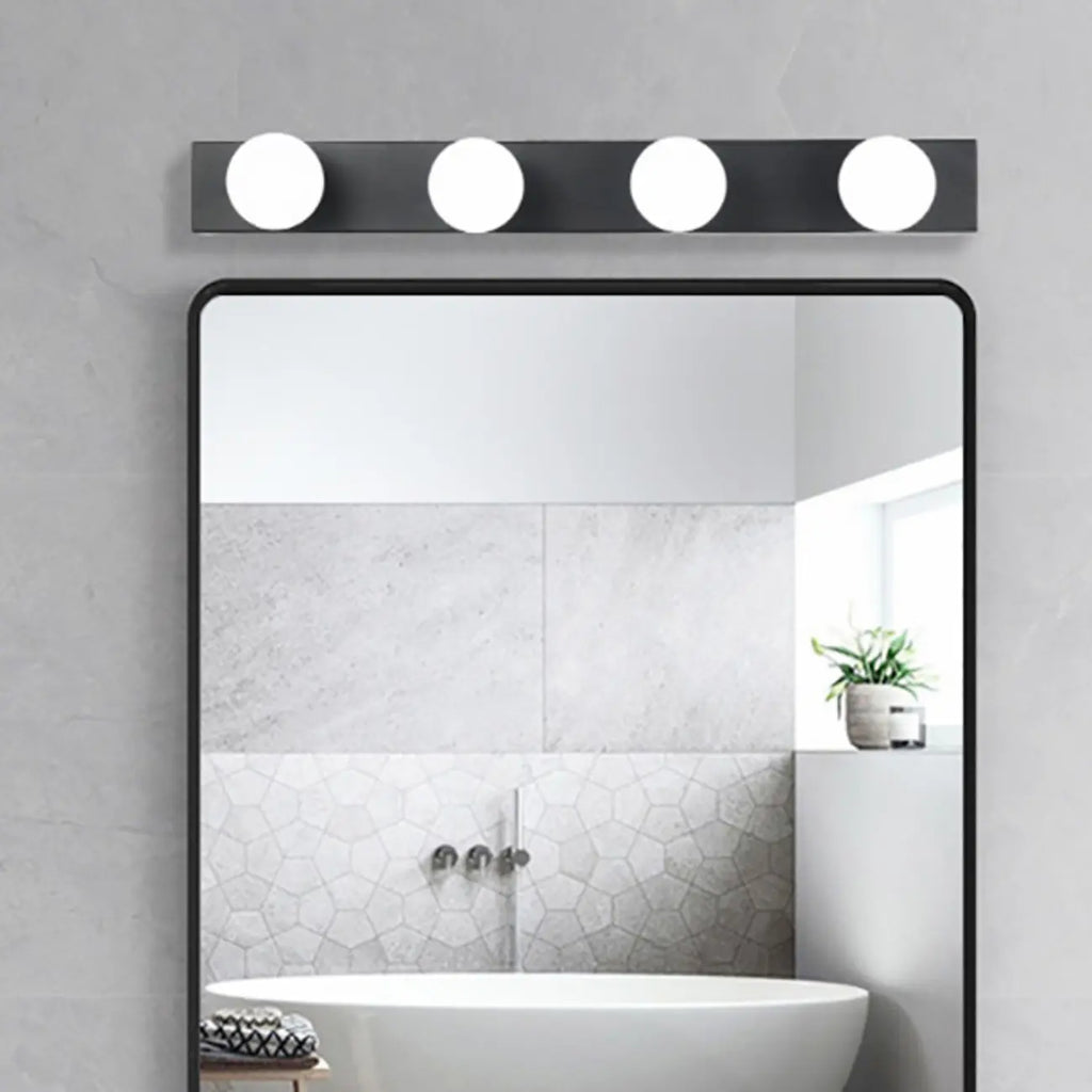 Modern Metal Straight Globe Vanity Light in Black for Bathroom