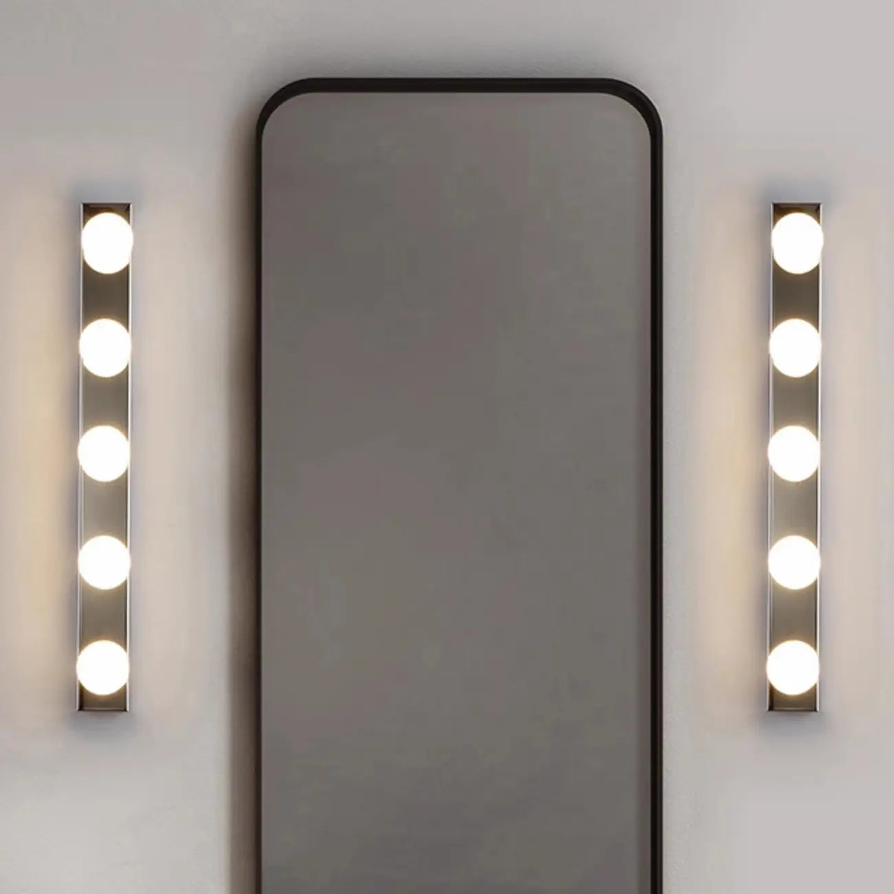 Modern Metal Straight Globe Vanity Light in Black for Bathroom