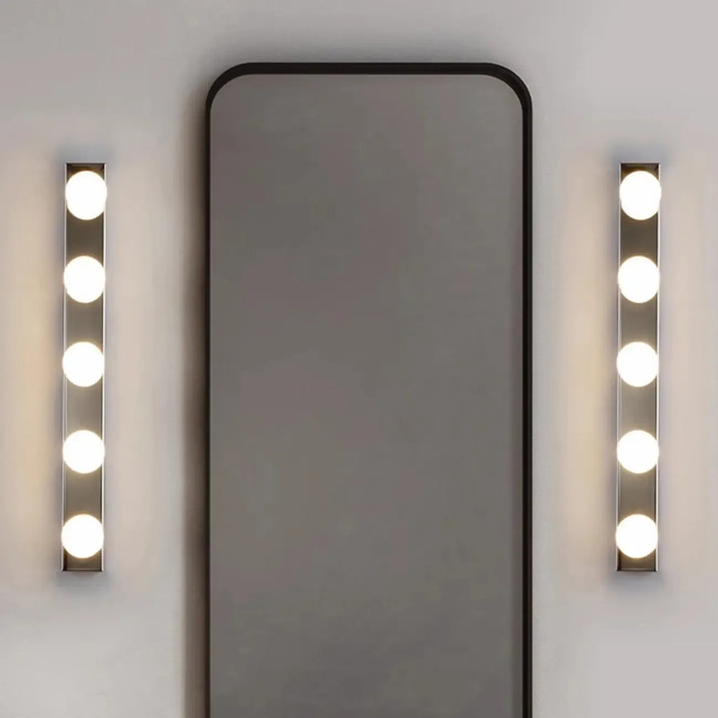 Modern Metal Straight Globe Vanity Light in Black for Bathroom