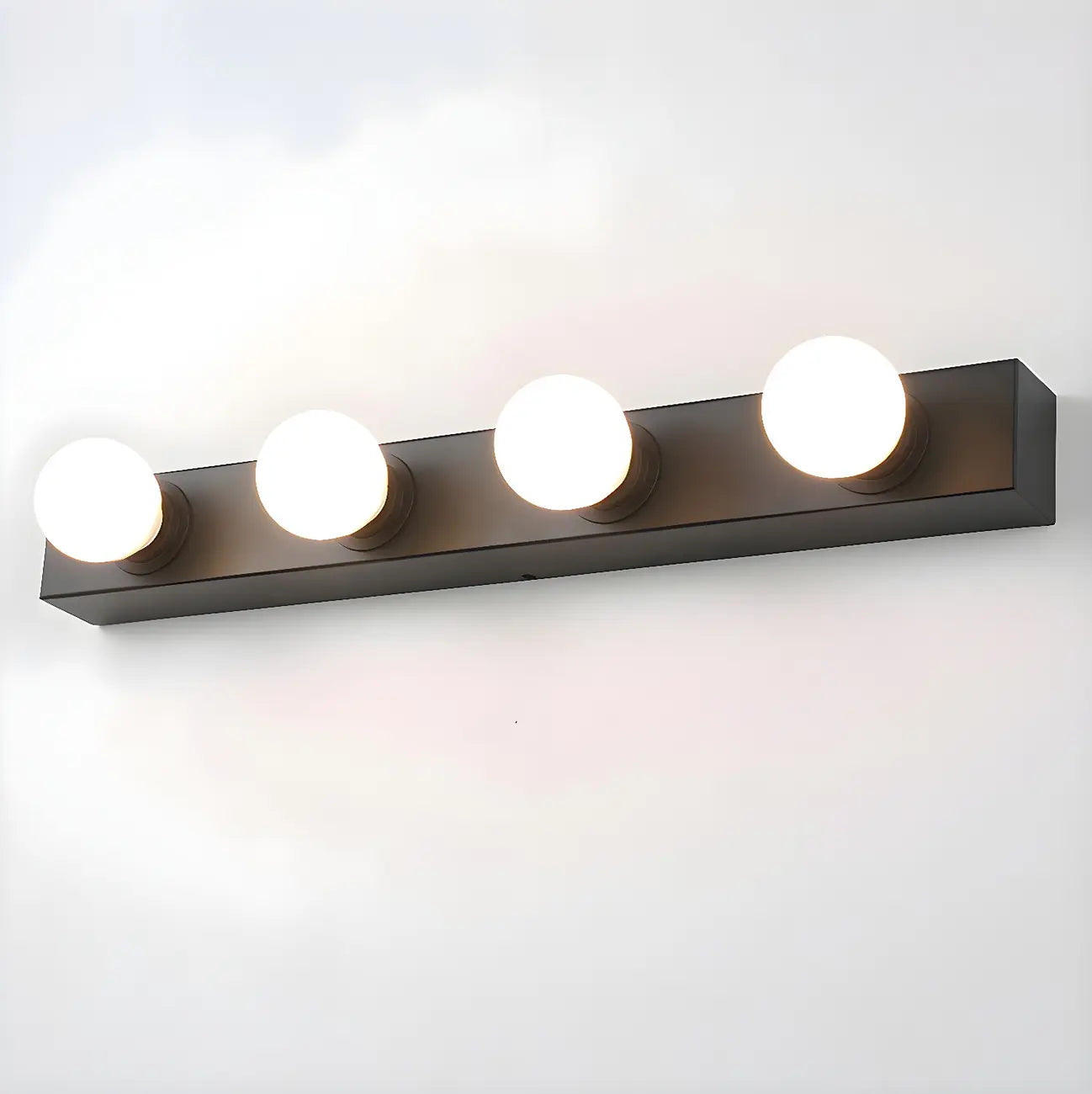 Modern Metal Straight Globe Vanity Light in Black for Bathroom