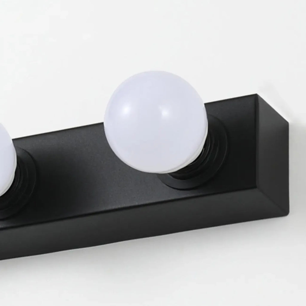 Modern Metal Straight Globe Vanity Light in Black for Bathroom