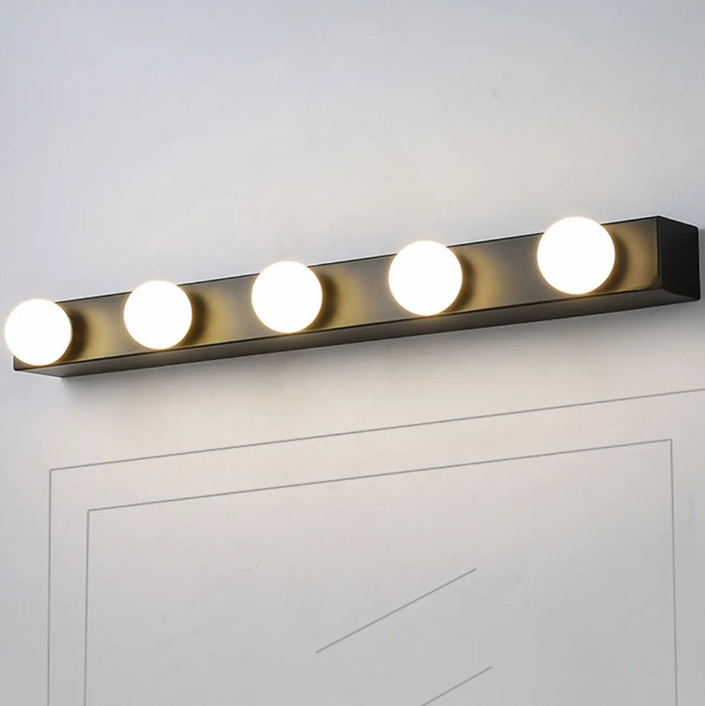 Modern Metal Straight Globe Vanity Light in Black for Bathroom