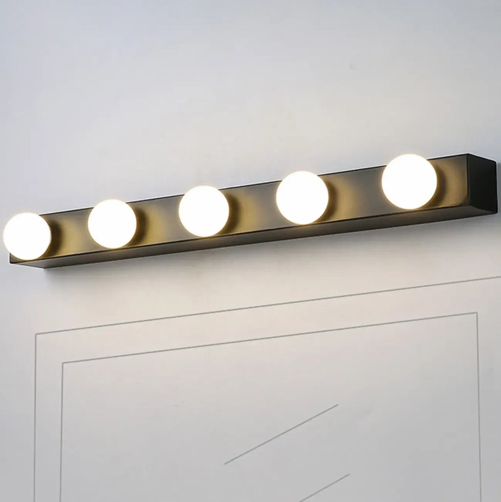Modern Metal Straight Globe Vanity Light in Black for Bathroom