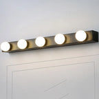 Modern Metal Straight Globe Vanity Light in Black for Bathroom