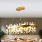Adjustable Modern Crystal Oval Chandelier for Kitchen