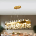 Adjustable Modern Crystal Oval Chandelier for Kitchen