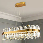 Adjustable Modern Crystal Oval Chandelier for Kitchen
