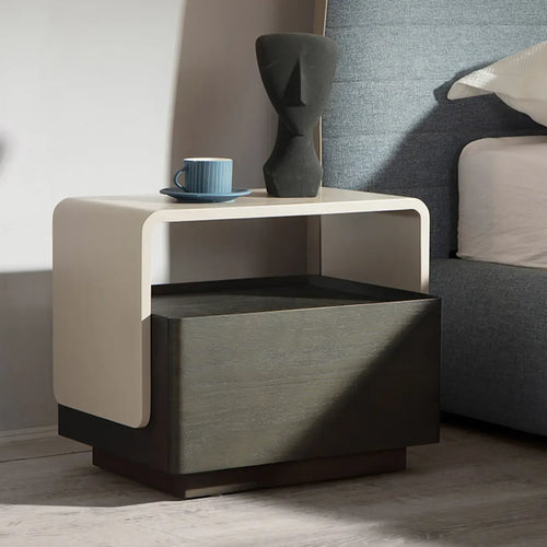 Chic Manufactured Wood Shelf & Drawer Nightstand