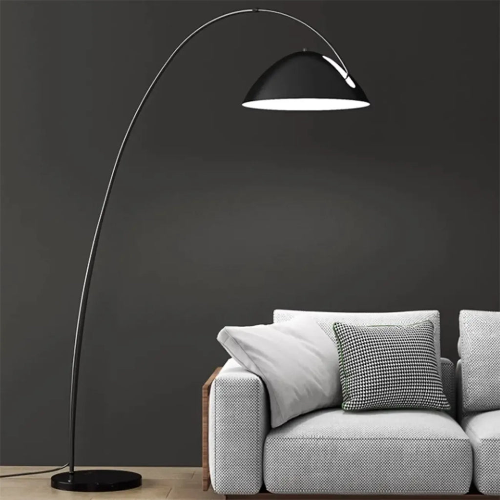 Black Iron Bowl Metal Arc Floor Lamp with Foot Switch