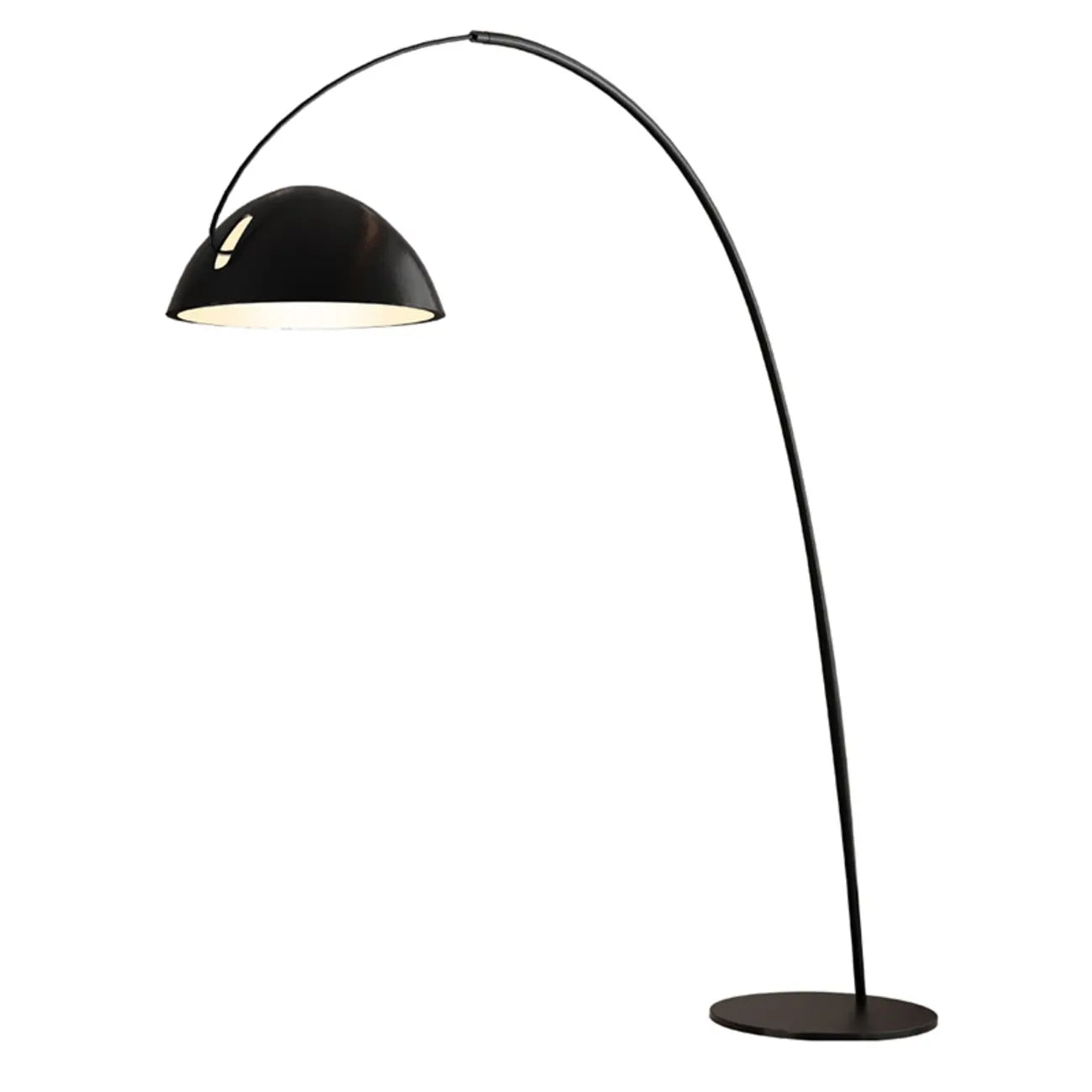 Black Iron Bowl Metal Arc Floor Lamp with Foot Switch